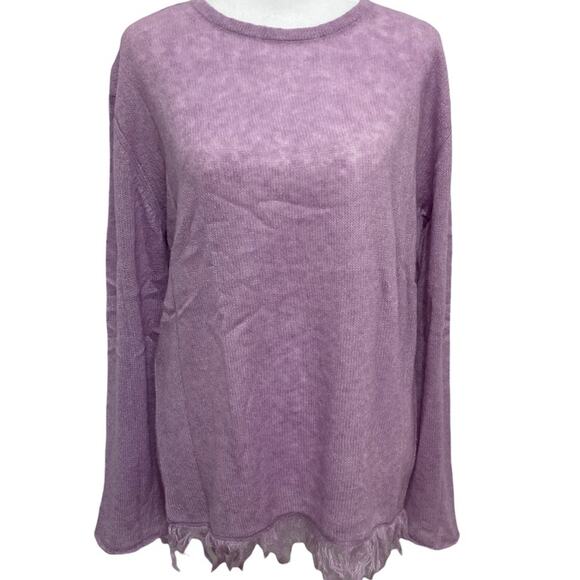 new Halogen Lilac Sweater size S Fringe Hem Eyelet Light weight - Picture 1 of 9